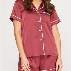 3 piece satin pajama set